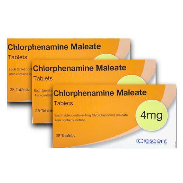 3 x Chlorphenamine 4 mg Tablets 28 -For Hives/Hay Fever/Eczema Like Piriton.