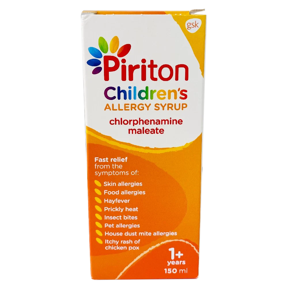 Piriton Syrup (Chlorphenamine) 150ml – hayfevermedicines