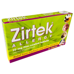 Zirtek allergy tablets (cetirizene dihydrocloride 10mg) - 30 tablets